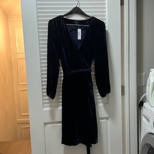 NWT Navy Velvet Wrap Dress